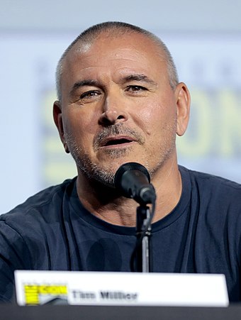 Tim Miller, director of Terminator: Dark Fate, promoting the film at the 2019 San Diego Comic-Con