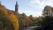 The tower overlooking Kelvingrove Park and the River Kelvin.