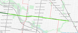 Map of a proposed route 58 extension. Tram 8 Extension.png