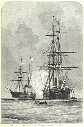 The San Jacinto (right) stopping the Trent Trent and San Jacinto.jpg