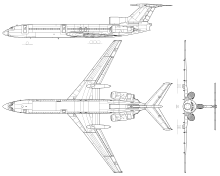 Dreiseitenriss der Tu-154B