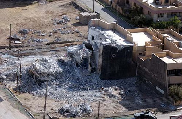 House of Uday and Qusay in Mosul, Iraq, destroyed by U.S. forces, 31 July 2003