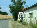 Čeština: Konec vsi Uhřínovice (Brtnice), okres Jihlava. English: Sign showing the end of the village of Uhřínovice, part of the town of Brtnice, Jihlava District, Vysočina Region, Czech Republic.