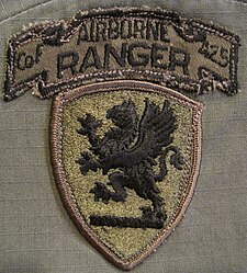 Michigan National Guard griffin patch and 425th Airborne Ranger scroll Unit patch Co F 425th Infantry MI NG.JPG