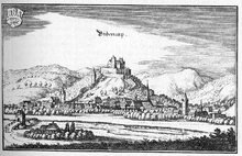 Burg und Stadt Biedenkopf nach einem Stich von Matthäus Merian