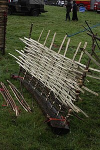 Wattle under construction Wattle hurdle under construction.JPG