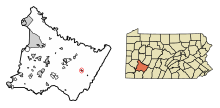 Westmoreland County Pennsylvania Incorporated og Unincorporated områder Ligonier Highlighted.svg