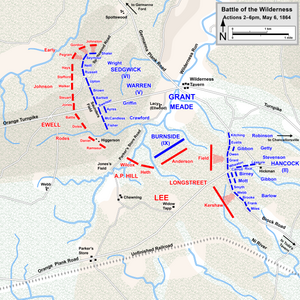 Último día (6 de mayo de 1864)      Confederación     Unión