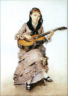 With guitar (S.A. Kropotkina) by Surikov (1882).jpg