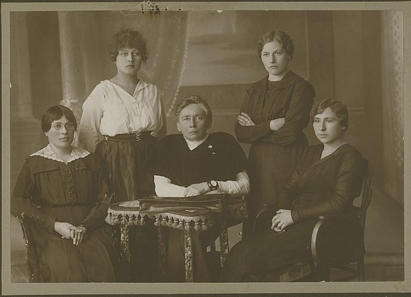 Petkevičaitė-Bitė (center) with other women delegates of the Constituent Assembly of Lithuania