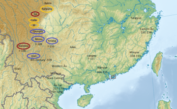 Southern tribes in pre-Han conquest southern China and Vietnam Yue tribes.png