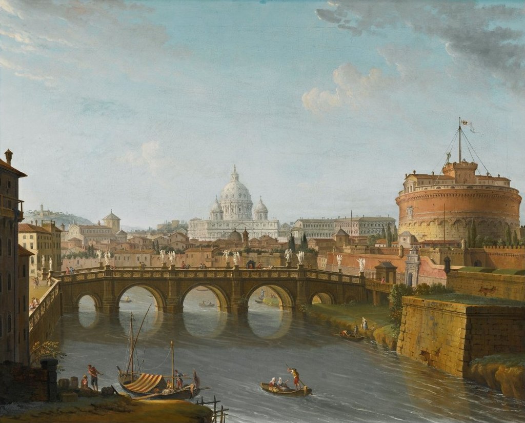 'Rome, A View of the Tiber with the Castel Sant'angelo and Saint Peter's Basilica' by Antonio Joli.jpg