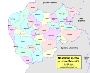 Община Шековичи на карте