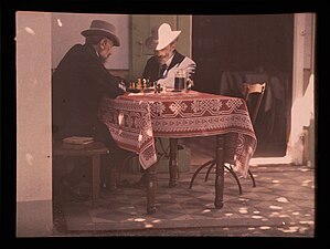 Two men playing Chess, 1907.