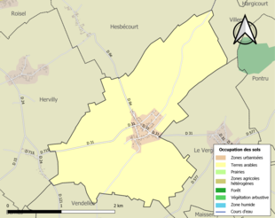 Kolorowa mapa przedstawiająca użytkowanie gruntów.