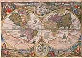 Petrus Plancius.jpg tarafından 1594 çift yarımküre dünya haritası