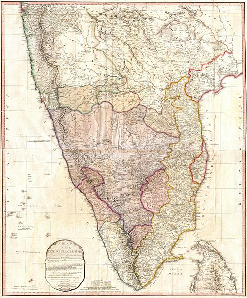 فائل:1793 Faden Wall Map of India - Geographicus - India-faden-1793.jpg