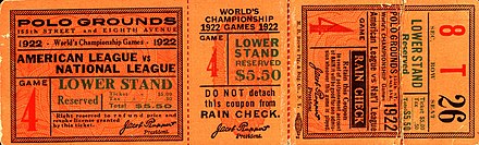 Tickets to Game 4 at the Polo Grounds.