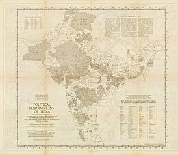 1946 map of India showing the various states; Patiala is found in the middle of eastern Punjab 1946 Political Subdivisions of India by National Geographic.jpg