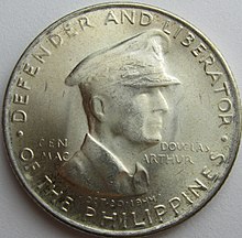 MacArthur was the subject of two different legal tender commemorative coins in the Philippines in 1947. Filipino coins of MacArthur were also struck in 1980, the 100th anniversary of his birth and in 2014, the 70th anniversary of the Leyte landings. 1947smacarthurcommcam.jpg