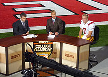 Barkley during a post-game interview with ESPN College GameDay's Chris Fowler (left) and Kirk Herbstreit (center) in Ohio Stadium 2009-0912-GameDay-Barkley.jpg