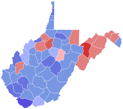 2010 United States Senate special election in West Virginia results map by county.svg
