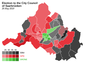 Winning party by precinct in the 2019 city council election.