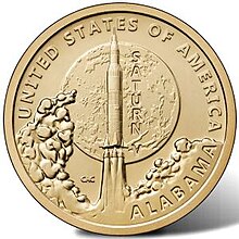 The Saturn V depicted on the reverse of the 2024 Alabama American Innovation dollar 2024 Alabama American Innovation Dollar.jpg