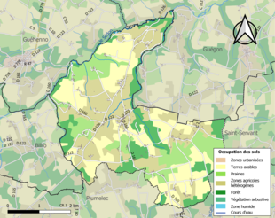 Barevná mapa znázorňující využití půdy.