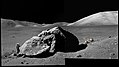 Standing next to a boulder during Apollo 17.