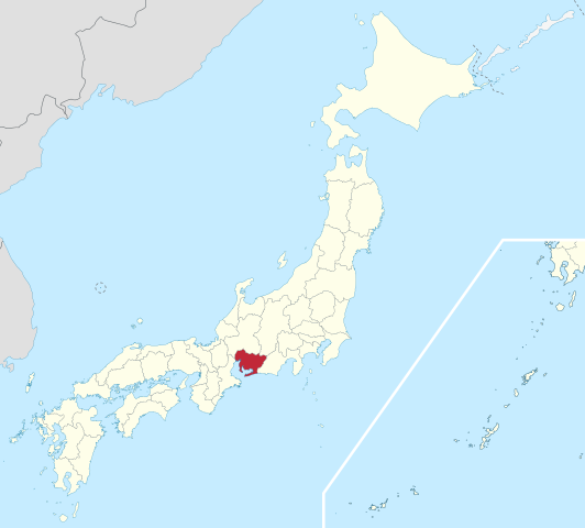 Kaart van Japan met Aichi gemarkeerd