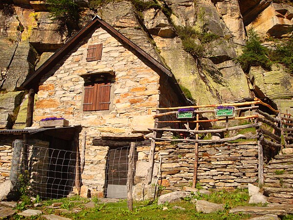 Alpine hut near Brione, part of the local alpine grazing tradition
