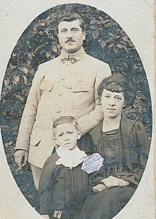 Francis Meilland, center, with Antoine and Claudia Meilland, c. 1919 Antoine Louisette Francis Meilland.jpg