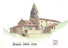 Aquarelle de l'église de Carcarès-Sainte-Croix.jpg