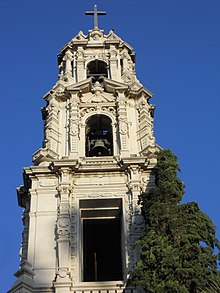 First Congregational Church of Riverside Architectural detail of the bell tower.JPG