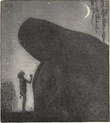 "Awake Groa Awake Mother" by John Bauer, a son at his mother's grave seeking aid against his stepmother Awake Groa Awake Mother - John Bauer.jpg