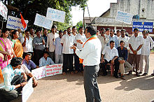Bajrang Dal members protesting at St. Aloysius College, Mangaluru
