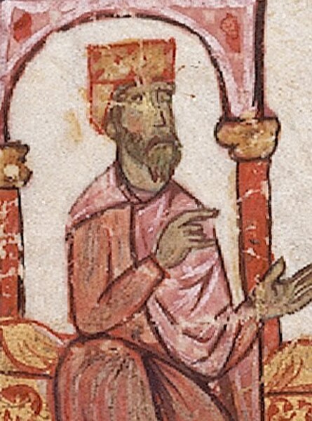 Basil I, as depicted in the 12th century Madrid Skylitzes.