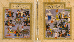 Victory of Deccan Sultanates in Battle of Talikota. Battle of Talikota complete panorama.png