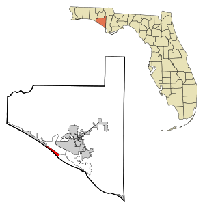 Bay County Florida Incorporated and Unincorporated areas Lower Grand Lagoon Highlighted.svg