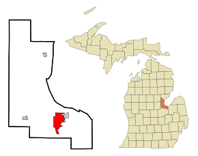 Bay County Michigan Incorporated and Unincorporated areas Bay City Highlighted.svg