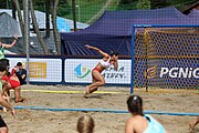 Deutsch: Beachhandball Europameisterschaften 2019 (Beach handball Euro); Tag 2: 3. Juli 2019 – Frauen, Vorrunde Gruppe A, Türkei-Norwegen 0:2 (17:22, 12:20) English: Beach handball Euro; Day 2: 3 July 2019 – Women Preliminary Round Group A – Turkey-Norway 0:2 (17:22, 12:20)