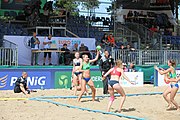 Deutsch: Beachhandball Europameisterschaften 2019 (Beach handball Euro); Tag 2: 3. Juli 2019 – Frauen, Vorrunde Gruppe D, Ukraine-Deutschland 2:0 (23:22, 32:24) English: Beach handball Euro; Day 2: 3 July 2019 – Women Preliminary Round Group D – Ukraine-Germany 2:0 (23:22, 32:24)