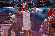 Deutsch: Beachhandball bei den Olympischen Jugendspielen 2018 in Buenos Aires; Tag 7, 13. Oktober 2018; Jungen, Halbfinale – Spanien-Kroatien 2:1 English: Beach handball at the 2018 Summer Youth Olympics in Buenos Aires at 13 October 2018 – Boys Semifinal – Spain-Croatia 2:1 Español: Handball de playa en los Juegos Olimpicos de la Juventud Buenos Aires 2018 en 13 de octubre de 2018 – Semifinales de chicos - España-Croacia 2:1