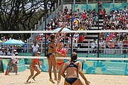 Deutsch: Beachvolleyball bei den Olympischen Jugendspielen 2018; Tag 11, 17. Oktober 2018; Mädchen, Finale – Italien (Claudia Scampoli & Nicol Bertozzi)- Russland (Maria Woronina & Maria Botscharow) 0:2 (19–21/19–21) English: Beach volleyball at the 2018 Summer Youth Olympics at 17 October 2018 – Girls Final – Italy (Claudia Scampoli & Nicol Bertozzi) - Russia (Maria Voronina & Maria Bocharova) 0:2 (19–21/19–21)