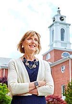 Alison Davis-Blake was the school's eighth and first female dean. Bentley University President.jpg