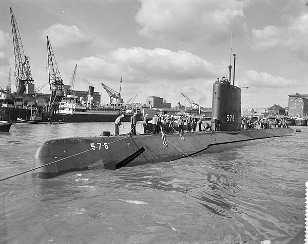 USS Skate in the Dutch port of Rotterdam, March 1958