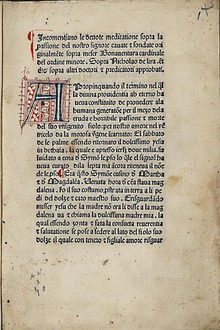 Meditationes vitae Christi (Giovanni de Cauli?), c. 1478 Bonaventura - Meditationes vitae Christi, circa 1478 - 3864620 ib00915500 Scan00004.tif