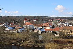 Boršov nad Vltavou, pohled z vyhlídky nad pravým břehem