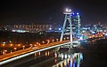 מראה פנורמי של הגשר בלילה